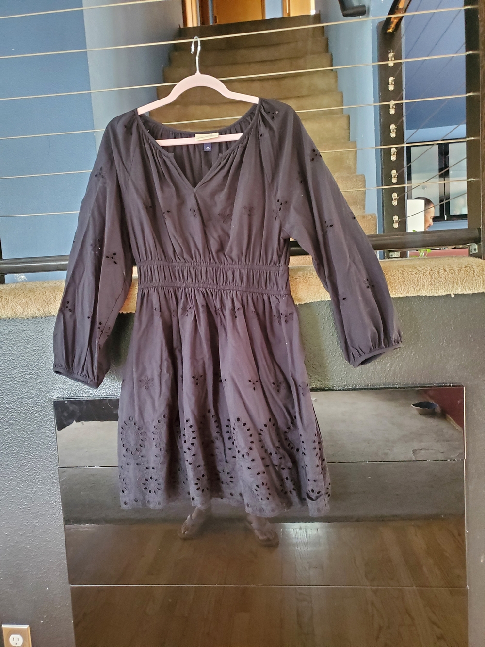 Universal Thread Black Eyelet Long-Sleeve Dress